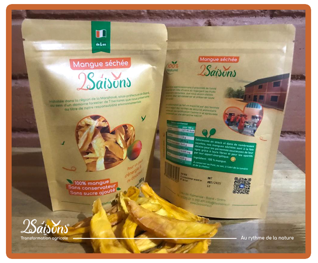 Mangue séchée 2Saisons en sachet kraft de 100 g