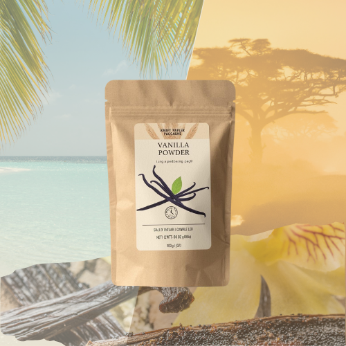 Sachet de vanille en poudre pure de Madagascar, format 100 g, vendu par Sougou Express