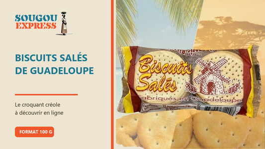 Biscuits salés fabriqués en Guadeloupe, paquet de 100 g présenté par Sougou Express